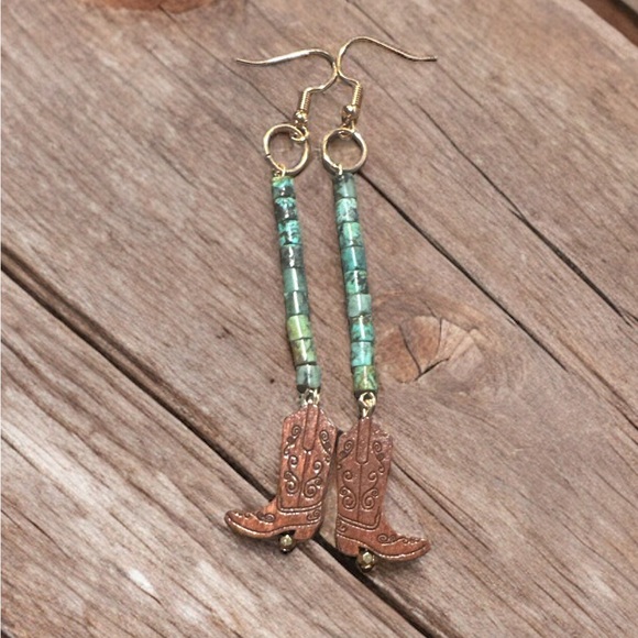 Jewelry - Handmade African Turquoise Jasper earrings